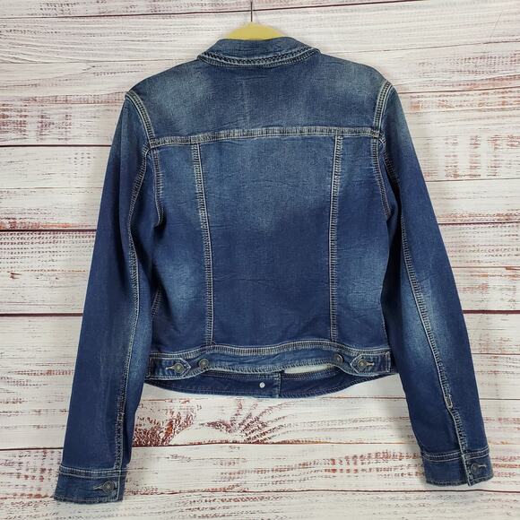 Silver jeans Co. Y2K Jean Jacket Blue Fade Button Pockets Denim Coat Size Large - Picture 2 of 11